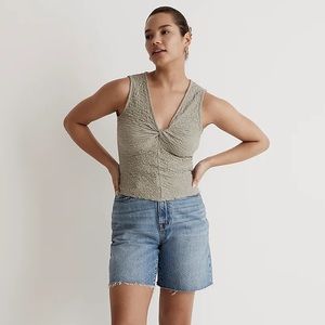 Madewell Popcorn-Knit Twist-Front Sleeveless Top Size Large